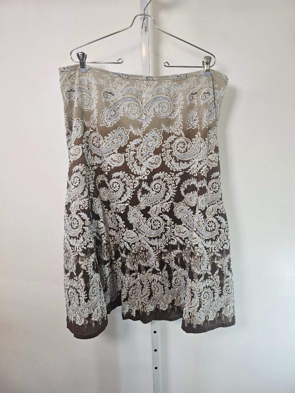 Liz Claiborne Skirt Brown Blue Paisley Boho Festival Midi 16